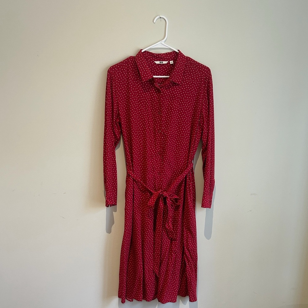 Uniqlo Red Long Sleeve Dress